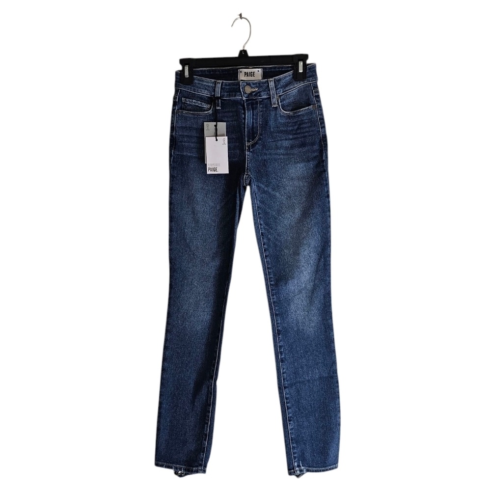 Paige Skyline Straight Leg Ankle Peg Mid Rise Blue Jeans 24 NWT